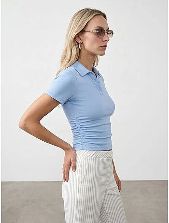 DILVIN T-shirt Polo Court Femme, Coupe Slim