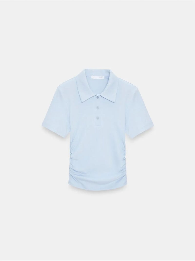 DILVIN T-shirt Polo Court Femme, Coupe Slim Bleu ciel - Kiabi