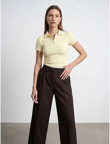 DILVIN T-shirt Polo Court Femme, Coupe Slim