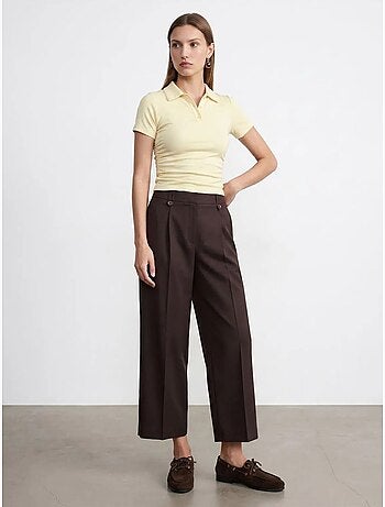 DILVIN T-shirt Polo Court Femme, Coupe Slim