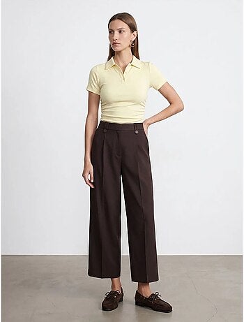 DILVIN T-shirt Polo Court Femme, Coupe Slim