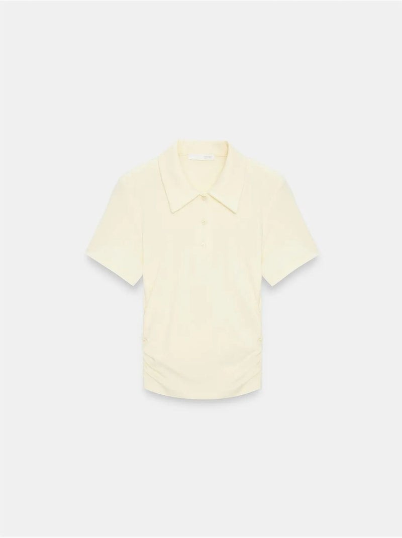 DILVIN T-shirt Polo Court Femme, Coupe Slim Jaune citron - Kiabi