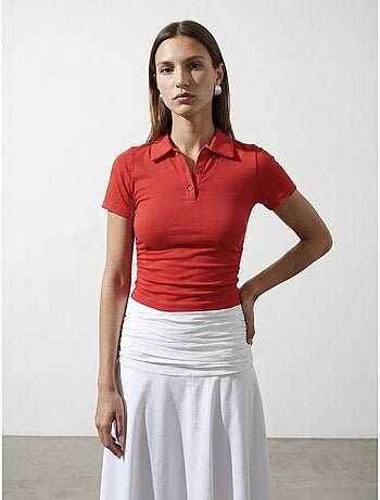 DILVIN T-shirt Polo Court Femme, Coupe Slim
