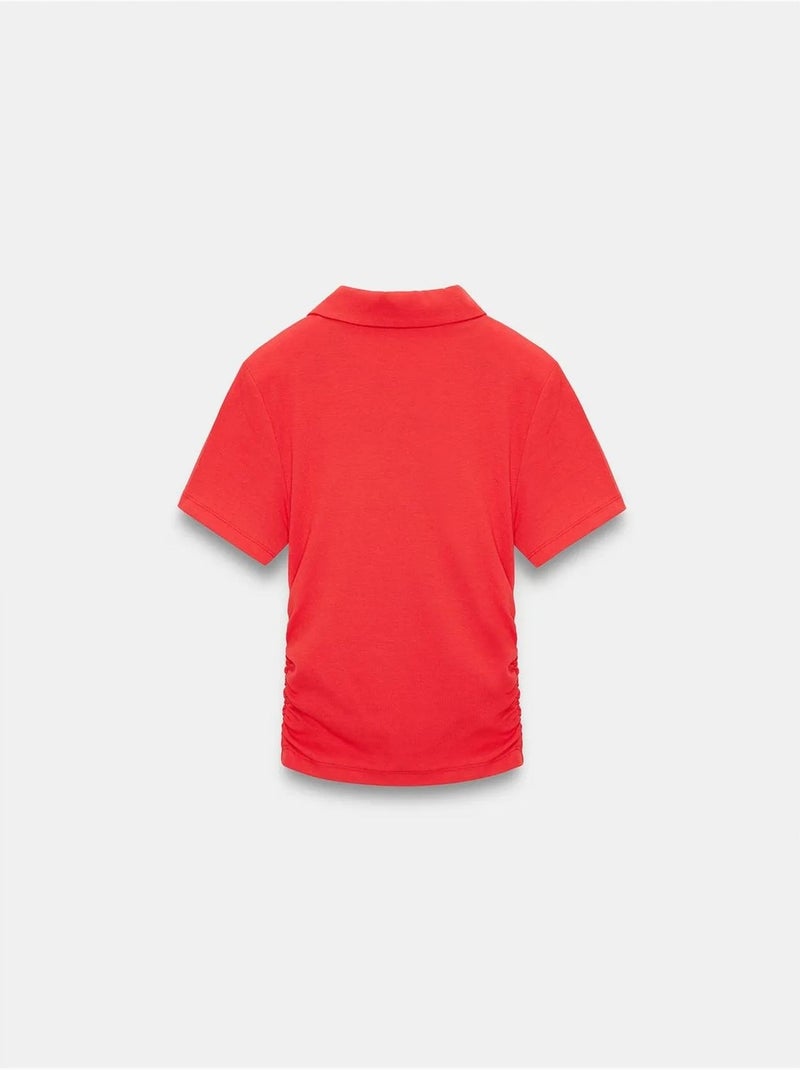 DILVIN T-shirt Polo Court Femme, Coupe Slim Rouge - Kiabi