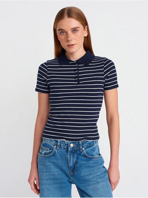 DILVIN T-shirt Polo Rayé Coupe Slim - Kiabi DILVIN T-shirt Polo Rayé Coupe Slim - Kiabi