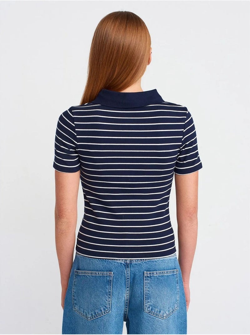 DILVIN T-shirt Polo Rayé Coupe Slim Bleu marine - Kiabi