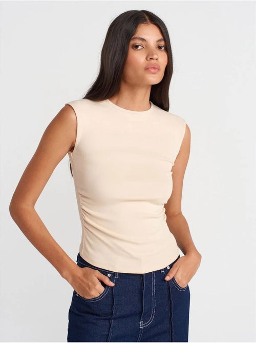 DILVIN T-shirt sans manches côtelé à col rond et coupe ajustée - Kiabi