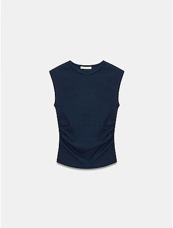 Dilvin t-shirt sans manches côtelé à col rond et coupe ajustée