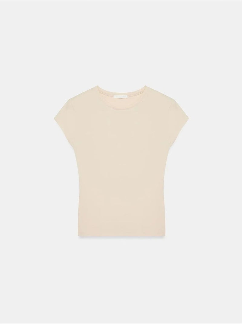 DILVIN T-shirt Slim À Col Rond Crème - Kiabi