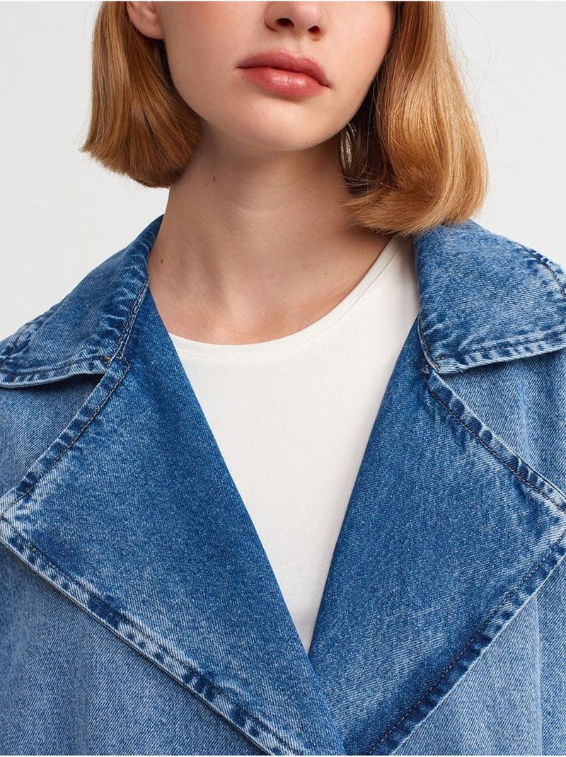 Dilvin trench long en denim de coton Bleu saphir - Kiabi