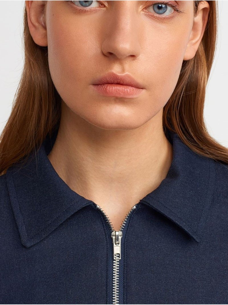 DILVIN Veste Bomber Courte En Crêpe Bleu marine - Kiabi