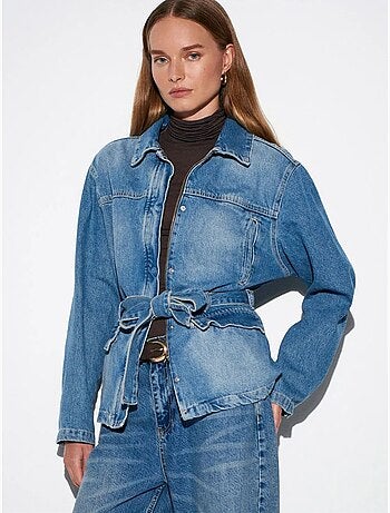 Dilvin veste en denim ceinturée pour femme