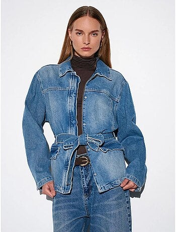 Dilvin veste en denim ceinturée pour femme