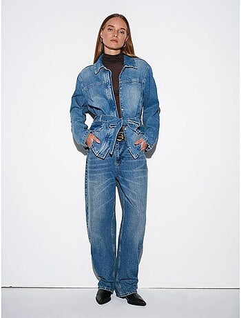 Dilvin veste en denim ceinturée pour femme