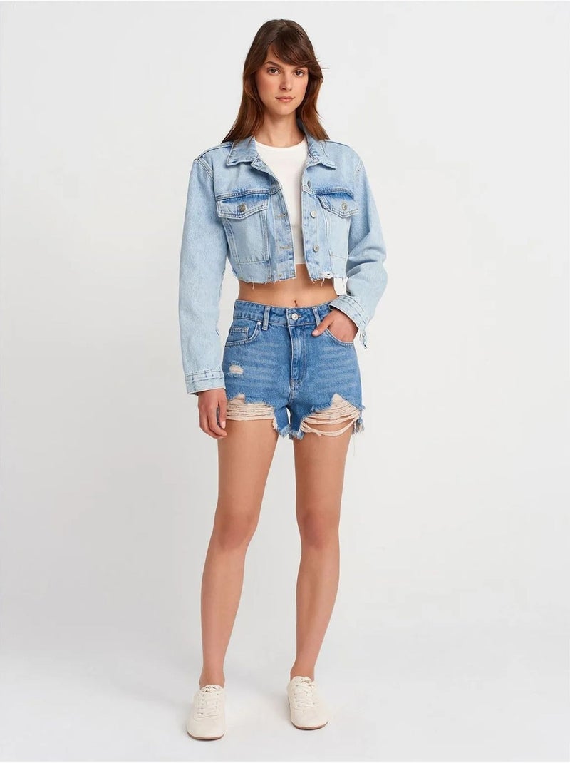 DILVIN Veste En Denim Courte Femme Bleu clair - Kiabi