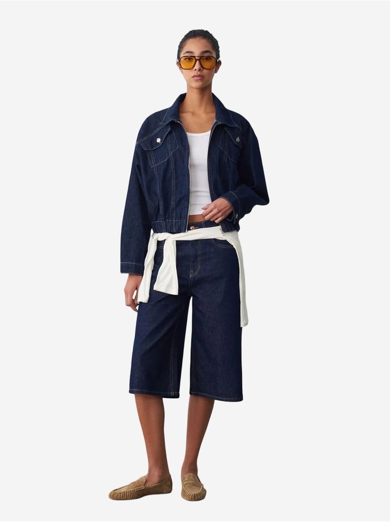 DILVIN Veste en Jean Courte Oversize Bleu outremer - Kiabi