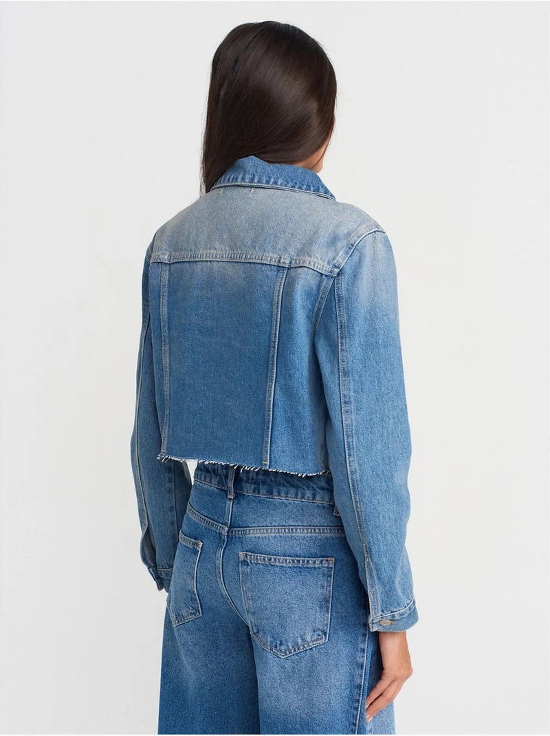 Dilvin veste en jean courte pour femme Bleu saphir - Kiabi
