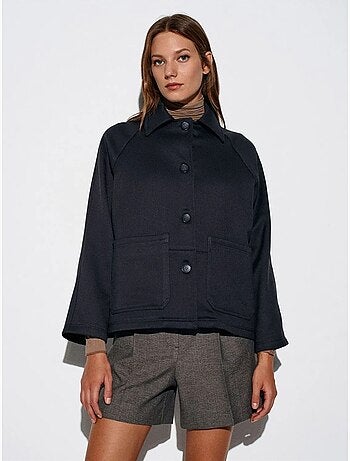 DILVIN Veste Oversize Tissée Effet Peluche, Boutonnée