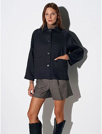 DILVIN Veste Oversize Tissée Effet Peluche, Boutonnée