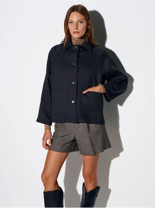 DILVIN Veste Oversize Tissée Effet Peluche, Boutonnée - Kiabi
