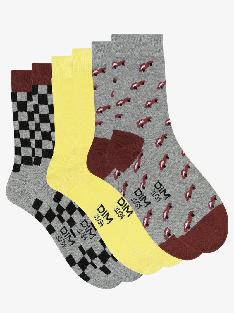 Dim Coton Style, Lot de 3 paires de chaussettes à motif Multicolore - Kiabi