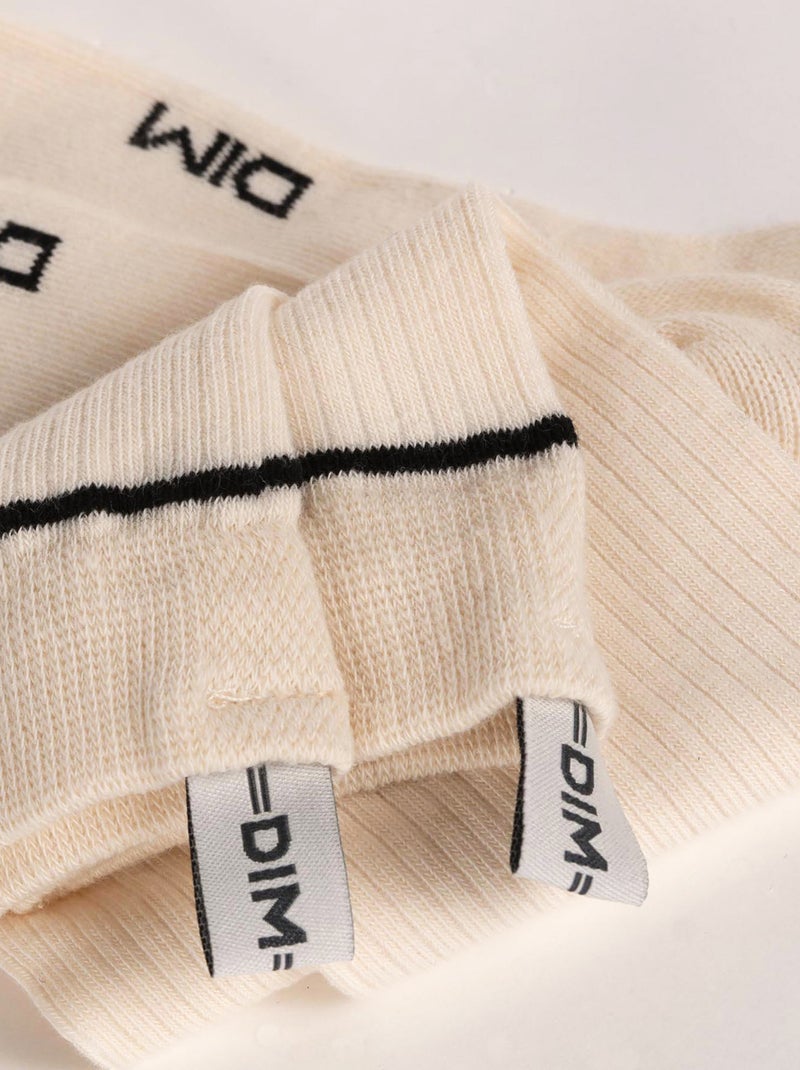 Dim Icons, Mi-chaussettes Unisexe effet côtelé Corail/Turquoise/Crème - Kiabi