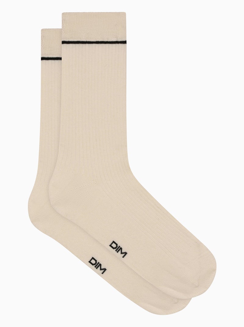 Dim Icons, Mi-chaussettes Unisexe effet côtelé Corail/Turquoise/Crème - Kiabi