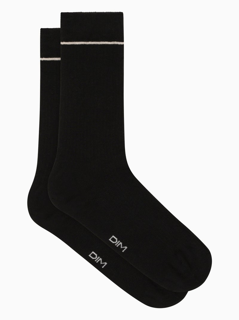 Dim Icons, Mi-chaussettes Unisexe effet côtelé Noir - Kiabi