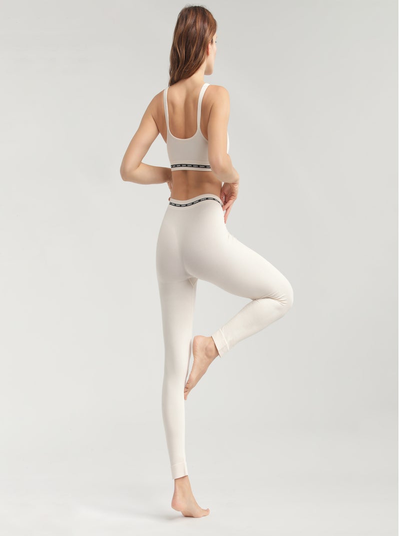 Dim Icons Seamless, Legging sans couture en tissu côtelé Blanc cassé - Kiabi