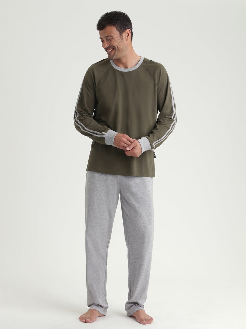 Dim Nigthwear, Pyjama bicolore deux pièces Kaki - Kiabi