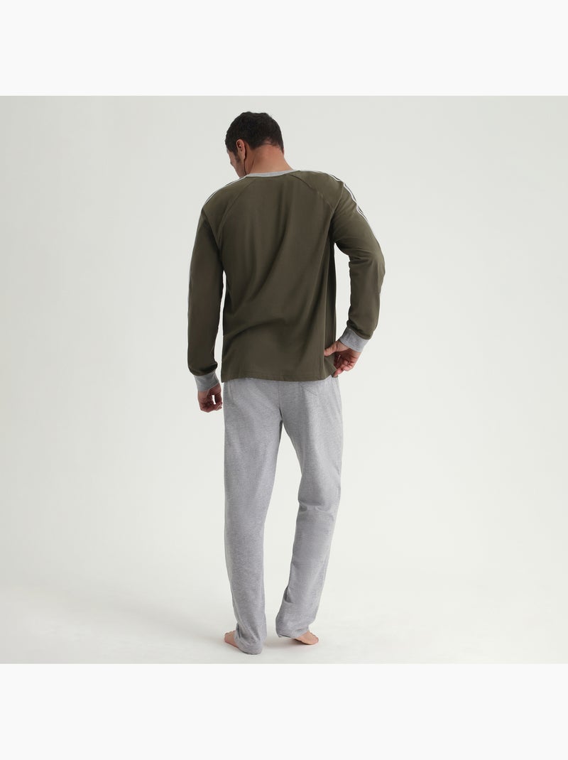 Dim Nigthwear, Pyjama bicolore deux pièces Kaki - Kiabi