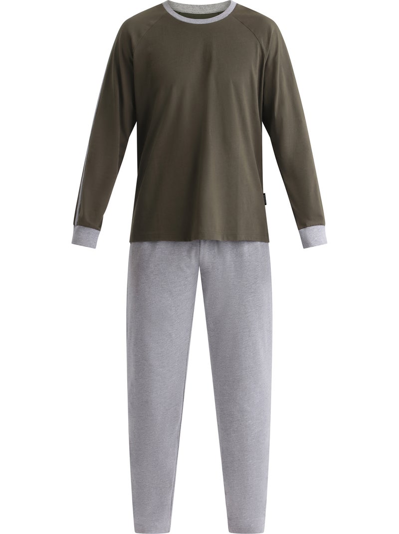 Dim Nigthwear, Pyjama bicolore deux pièces Kaki - Kiabi