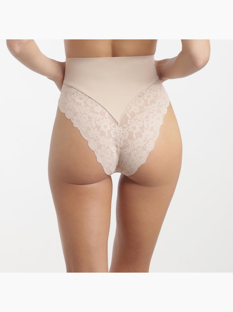 Dim Silhouette, String galbant taille haute dentelle Beige argile - Kiabi
