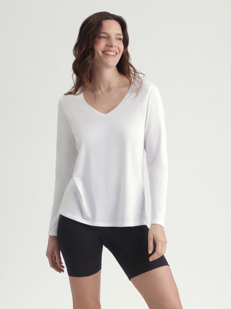 Dim Thermal, T-shirt Isolant Col V Blanc - Kiabi
