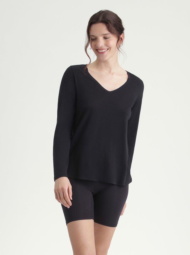 Dim Thermal, T-shirt Isolant Col V Noir - Kiabi