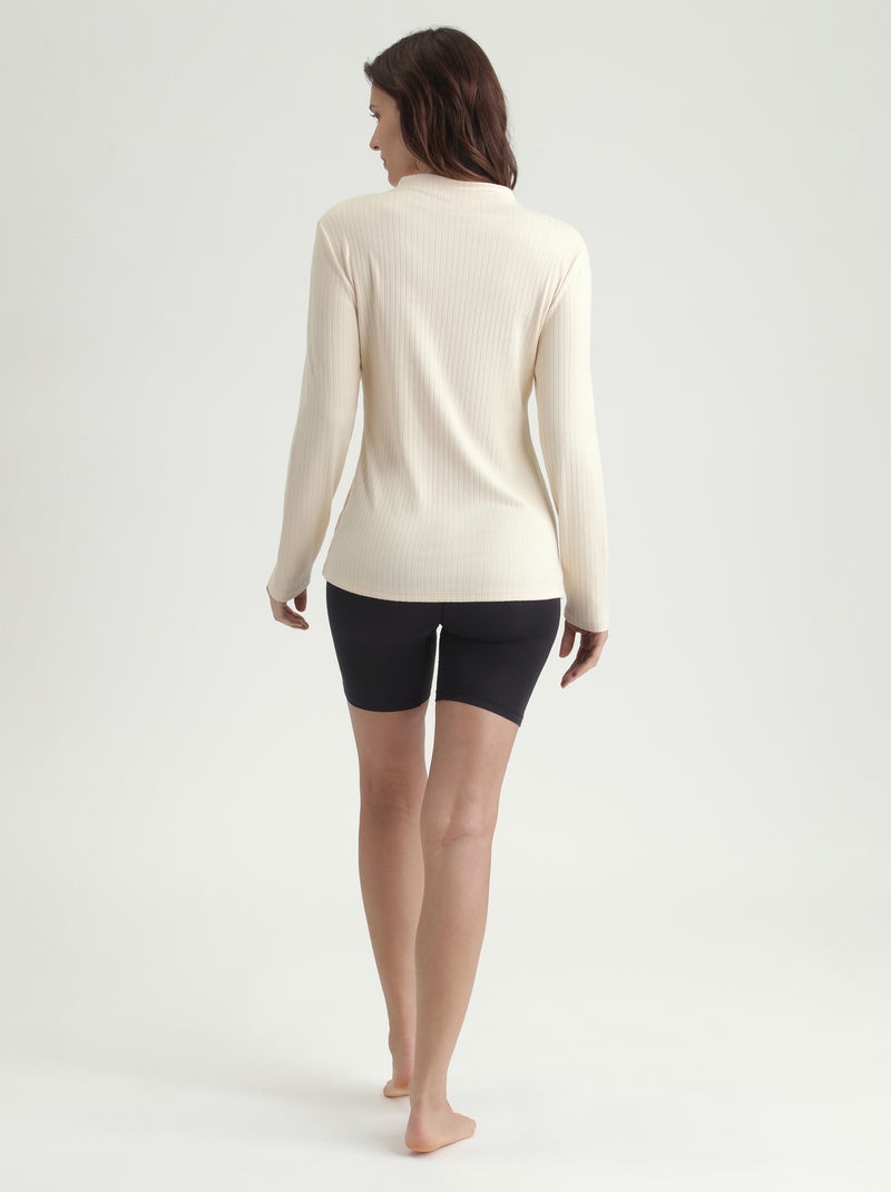 Dim Thermal ,T-shirt thermique manches longues et col montant Beige - Kiabi