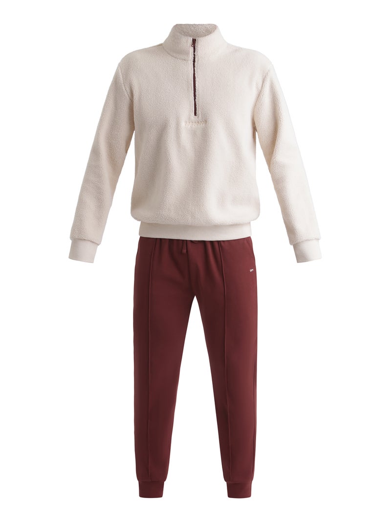 Dim Warm, Ensemble de pyjama bicolore Bordeaux - Kiabi