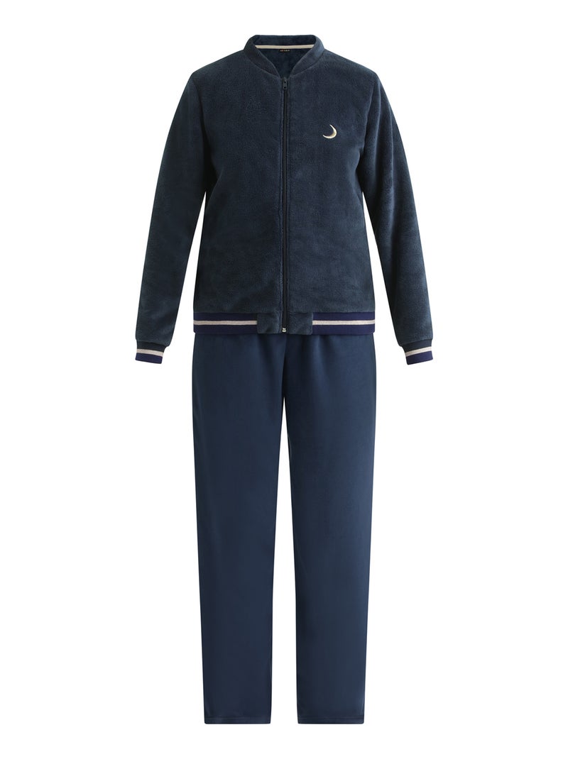 Dim Warm, Pyjama 2 pièces en velours Bleu nuit - Kiabi