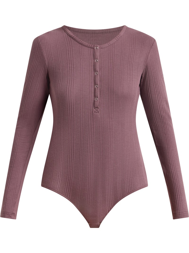 Dim x Inès de la Fressange, Body manches longues côtelé Rose foncé - Kiabi