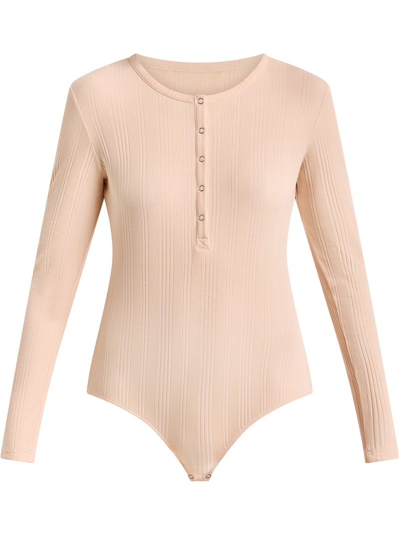 Dim x Inès de la Fressange, Body manches longues côtelé Rose pâle - Kiabi