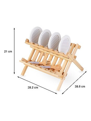 Dinette Égouttoir, Vaisselles Cuisine - Égouttoir Pliant avec vaisselles en Bois