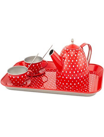 Dinette en métal rouge à pois