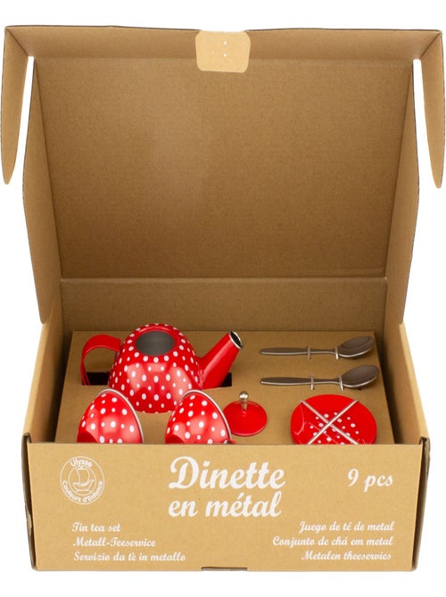 Dinette en métal rouge à pois - Kiabi