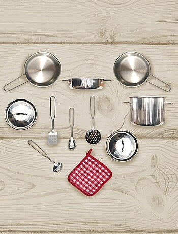Dinette enfant 11 ustensiles de cuisine accessoires acier inoxydable