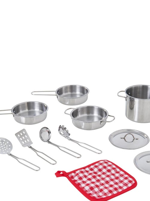 Dinette enfant 11 ustensiles de cuisine accessoires acier inoxydable - Kiabi