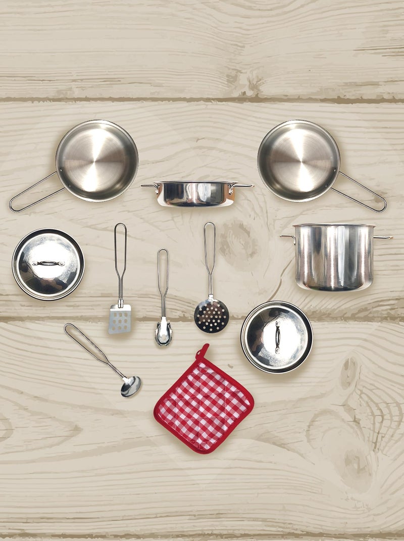 Dinette enfant 11 ustensiles de cuisine accessoires acier inoxydable N/A - Kiabi