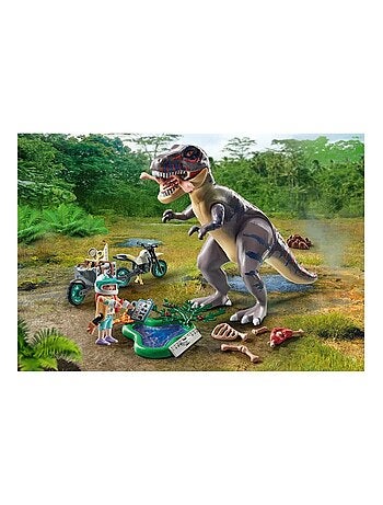 Dinos Explorateur avec moto et tyrannosaure