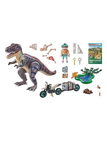 Dinos Explorateur avec moto et tyrannosaure