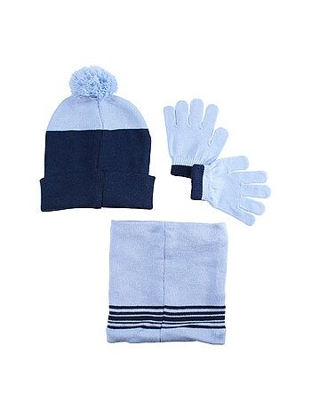 Disney - Bonnet 2 coleurs avec pompom, gants et snood