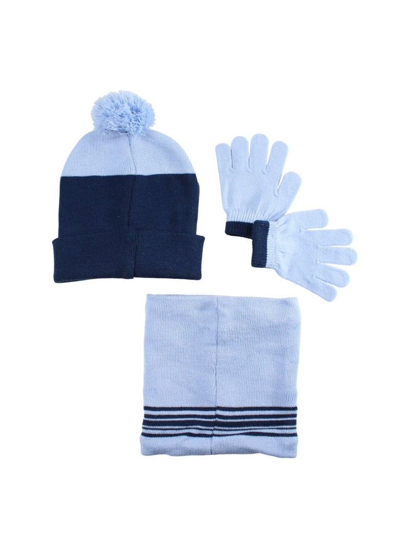 Disney - Bonnet 2 coleurs  avec pompom, gants et snood Bleu marine - Kiabi